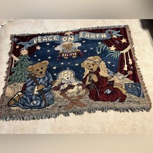 Boyd’s Bears & Friends “Nativity Scene” Throw Blanket Tapestry 52” x 74”